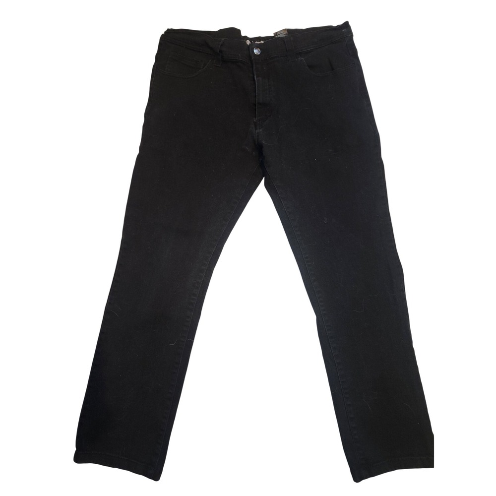 Akademiks Mens Black Straight Leg Denim Jeans 38x32 Solid Streetwear Casual